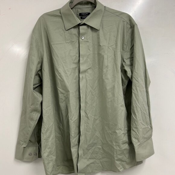 0381 Kenneth Cole Reaction Men’s Dress Shirt Sage Green Long Sleeve Button Up - Picture 1 of 7